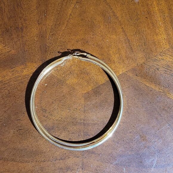 BRAND NEW FASHION JEWELRY BIG FAUX GOLD PLATED WOMEN"S  HOOPS EARRINGS - Picture 7 of 11